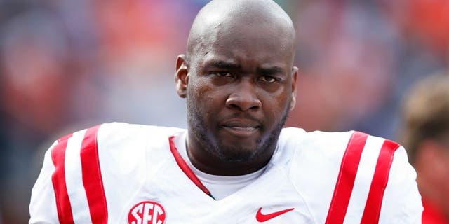 AUBURN, AL - OCTOBER 31: Laremy Tunsil #78 of the Ole Miss Rebels looks on during a game against the Auburn Tigers at Jordan-Hare Stadium on October 31, 2015 in Auburn, Alabama. Ole Miss defeated Auburn 27-19. (Photo by Joe Robbins/Getty Images)