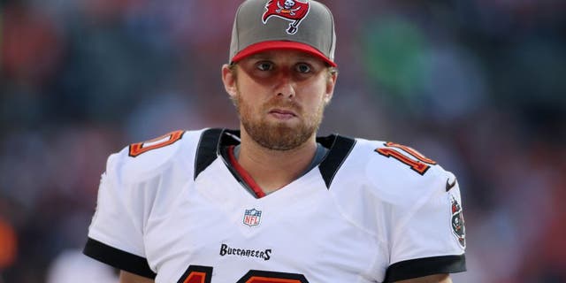 December 2, 2012; Denver, CO, USA; Tampa Bay Buccaneers kicker Connor Barth (10) during the first half against the Denver Broncos at Sports Authority Field at Mile High. Mandatory Credit: Chris Humphreys-USA TODAY Sports