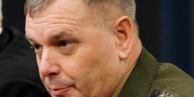 April 21, 2011: Gen. James Cartwright takes part in a news conference at the Pentagon.