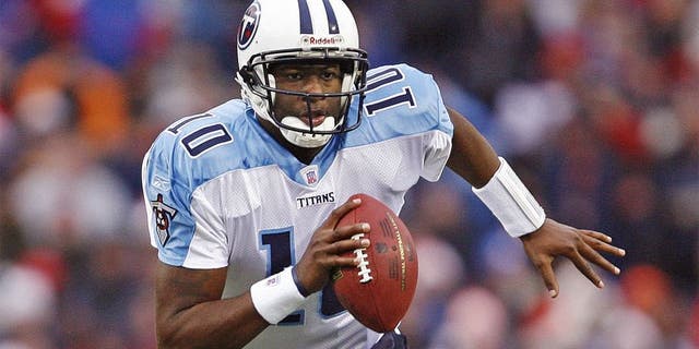 Titans' Vince Young during a game between the Buffalo Bills and the Tennessee Titans, Orchard Park, New York, Sunday, December 24, 2006. The Titans won 30-29. (Photo by Jim Rogash/Getty Images)