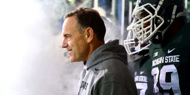Nov 8, 2014; East Lansing, MI, USA; Michigan State Spartans head coach Mark Dantonio prior to the game against the Ohio State Buckeyes at Spartan Stadium. Mandatory Credit: Andrew Weber-USA TODAY Sports