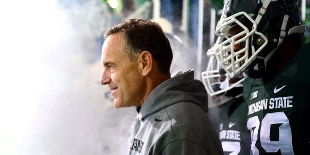 Nov 8, 2014; East Lansing, MI, USA; Michigan State Spartans head coach Mark Dantonio prior to the game against the Ohio State Buckeyes at Spartan Stadium. Mandatory Credit: Andrew Weber-USA TODAY Sports