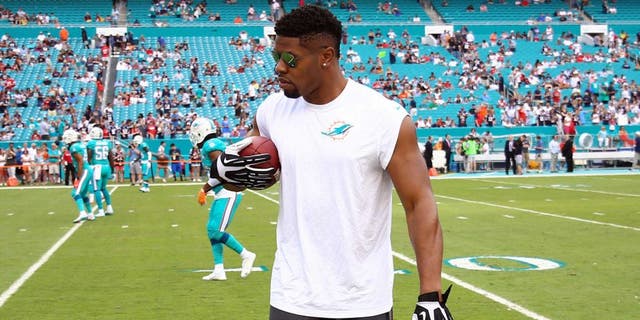 Jan 3, 2016; Miami Gardens, FL, USA; Miami Dolphins defensive end Cameron Wake (91) is seen prior to a game against the New England Patriots at Sun Life Stadium. The Dolphins won 20-10. Mandatory Credit: Steve Mitchell-USA TODAY Sports