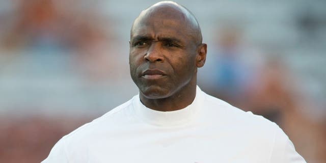 AUSTIN, TX - SEPTEMBER 12: Texas Longhorns head coach Charlie Strong looks on before kickoff against the Rice Owls on September 12, 2015 at Darrell K Royal-Texas Memorial Stadium in Austin, Texas. (Photo by Cooper Neill/Getty Images) *** Local Caption *** Charlie Strong