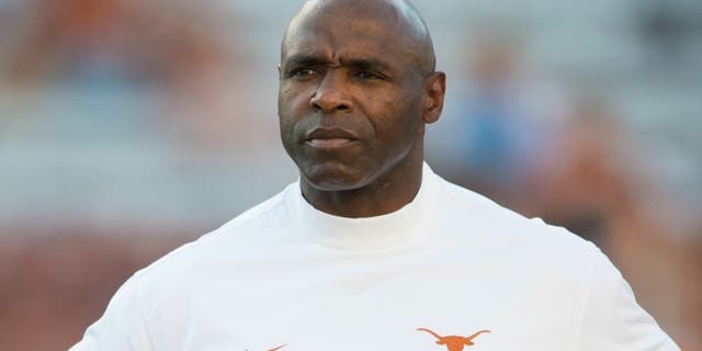 AUSTIN, TX - SEPTEMBER 12: Texas Longhorns head coach Charlie Strong looks on before kickoff against the Rice Owls on September 12, 2015 at Darrell K Royal-Texas Memorial Stadium in Austin, Texas. (Photo by Cooper Neill/Getty Images) *** Local Caption *** Charlie Strong