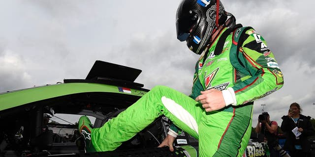RICHMOND, VA - APRIL 22: Dale Earnhardt Jr., driver of the #88 Mountain Dew Chevrolet, climbs into his car during practice for the NASCAR Sprint Cup Series TOYOTA OWNERS 400 at Richmond International Raceway on April 22, 2016 in Richmond, Virginia. (Photo by Rainier Ehrhardt/Getty Images)