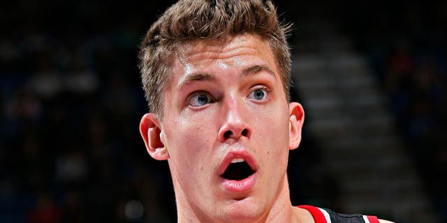 SACRAMENTO, CA - DECEMBER 27: Meyers Leonard #11 of the Portland Trail Blazers reacts against the Sacramento Kings on December 27, 2015 at Sleep Train Arena in Sacramento, California. NOTE TO USER: User expressly acknowledges and agrees that, by downloading and or using this photograph, User is consenting to the terms and conditions of the Getty Images Agreement. Mandatory Copyright Notice: Copyright 2015 NBAE (Photo by Rocky Widner/NBAE via Getty Images)