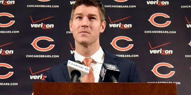 CHICAGO, IL- JANUARY 19: Chicago Bears general manager Ryan Pace introduces new head coach John Fox on January 19, 2015 at Halas Hall in Lake Forest, Illinois. (Photo by David Banks/Getty Images)