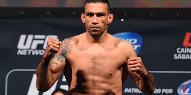MEXICO CITY, MEXICO - JUNE 12: Fabricio Werdum of Brazil steps on the scale during the UFC 188 weigh-in inside the Arena Ciudad de Mexico on June 12, 2015 in Mexico City, Mexico. (Photo by Josh Hedges/Zuffa LLC/Zuffa LLC via Getty Images)