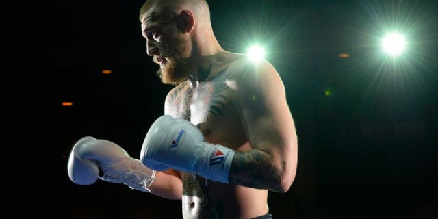 LAS VEGAS, NV - MARCH 2: UFC featherweight champion Conor McGregor holds an open training session for fans and media at the Jabbawockeez Theater in the MGM Grand Hotel/Casino on March 2, 2016 in Las Vegas, Nevada. (Photo by Brandon Magnus/Zuffa LLC/Zuffa LLC via Getty Images)