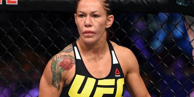 CURITIBA, BRAZIL - MAY 14: Cristiane 'Cyborg' Justino of Brazil stands in her corner before facing Leslie Smith in their women's catchweight bout during the UFC 198 event at Arena da Baixada stadium on May 14, 2016 in Curitiba, Parana, Brazil. (Photo by Josh Hedges/Zuffa LLC/Zuffa LLC via Getty Images)