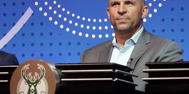Milwaukee Bucks head coach Jason Kidd listens as the results of the NBA basketball draft lottery are announced, Tuesday, May 17, 2016, in New York.