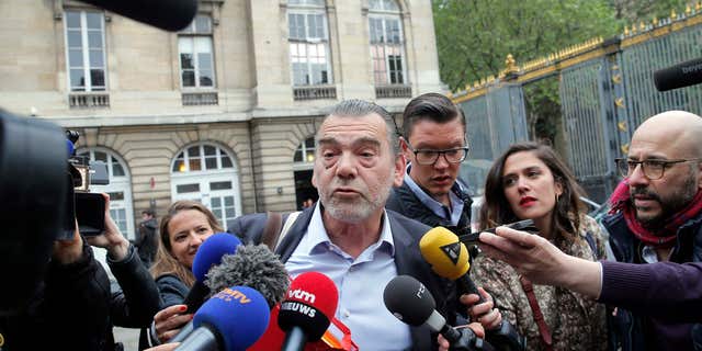 May 20, 2016: Frank Berton, lawyer of Paris attacks suspect Salah Abdeslam, addresses the media as he arrives at the Paris courthouse.