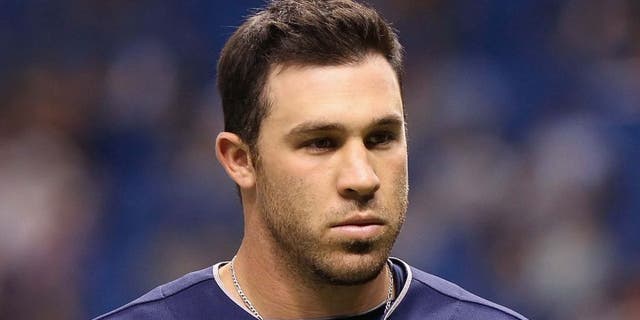 July 17, 2012; St. Petersburg, FL, USA; Cleveland Indians second baseman Jason Kipnis (22) against the Tampa Bay Rays at Tropicana Field. Mandatory Credit: Kim Klement-USA TODAY Sports