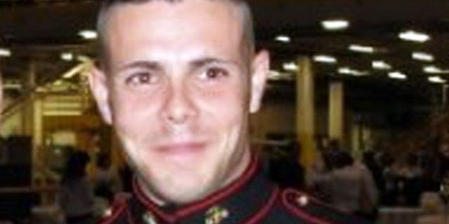 An undated photo of Jesse Bernard Johnston III, 26, wearing a Marine dress uniform with ribbons and medals -- even though records show he never served in the Marine Corps. Despite not having a military background, Johnston was able to join the Army Reserve in February and was given the rank of sergeant.