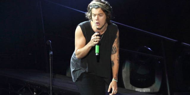 BUENOS AIRES, ARGENTINA - MAY 03: Harry Styles One Direction performs on stage during their presentation as part of "Where We Are Tour" at Velez Sarsfield Stadium on May 03, 2014 in Buenos Aires, Argentina. (Photo by Grupo13/LatinContent/Getty Images)