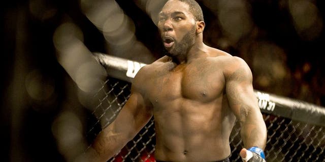 STOCKHOLM, SWEDEN - JANUARY 24: Anthony Johnson of the United States reacts after defeating Alexander Gustafsson of Sweden during the UFC Fight Night event at Tele2 Arena on January 24, 2015 in Stockholm, Sweden. (Photo by Michael Campanella/Zuffa LLC/Zuffa LLC via Getty Images)