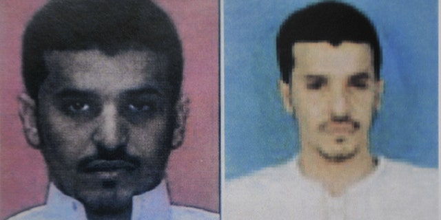 This undated image released Sunday Oct. 31, 2010, by Yemen's Interior Ministry, in a combination of two photos which they say both show bomb maker suspect Ibrahim Hassan al-Asiri.