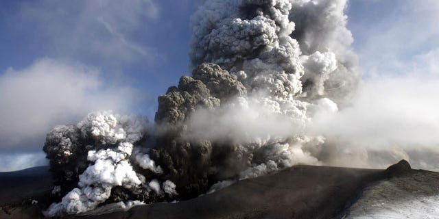 April 17, 2011: Volcano in southern Iceland's Eyjafjallajokull glacier sends ash into the air.