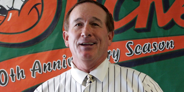 In this Nov. 10, 2008, file photo, former New York Mets catcher Gary Carter addresses the media at a news conference in Central Islip, N.Y., where he was introduced as the manager of the Atlantic League's Long Island Ducks.