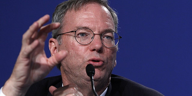 May 27: Eric Schmidt of Google gestures during a press conference that took place at the G8 summit in Deauville, France.