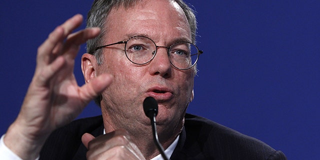 May 27: Eric Schmidt of Google gestures during a press conference that took place at the G8 summit in Deauville, France.