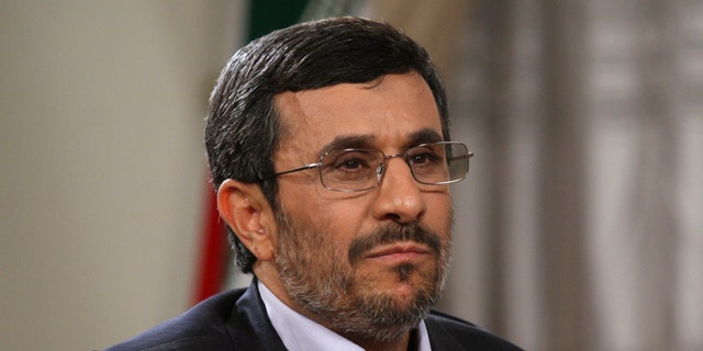 May 15: This image provided by the Presidency Office shows Iranian President Mahmoud Ahmadinejad attending an interview with state-run TV at the presidency in Tehran, Iran.