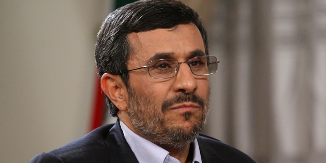 May 15: This image provided by the Presidency Office shows Iranian President Mahmoud Ahmadinejad attending an interview with state-run TV at the presidency in Tehran, Iran.