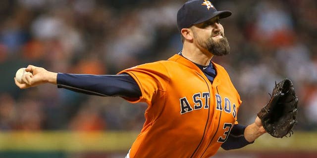 May 29, 2015; Houston, TX, USA; Houston Astros relief pitcher Pat Neshek (37) pitches during the seventh inning against the Chicago White Sox at Minute Maid Park. Mandatory Credit: Troy Taormina-USA TODAY Sports