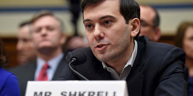 FILE- In this Feb. 4, 2016 file photo, pharmaceutical chief Martin Shkreli speaks on Capitol Hill in Washington, during the House Committee on Oversight and Reform Committee hearing on his former company's decision to raise the price of a lifesaving medicine.