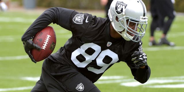May 26, 2015; Alameda, CA, USA; Oakland Raiders receiver Amari Cooper (89) at organized team activities at the Raiders practice facility. Mandatory Credit: Kirby Lee-USA TODAY Sports