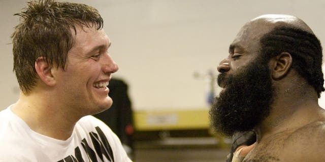 MONTREAL - MAY 8: Matt Mitrione and Kimbo Slice during UFC 113 at Bell Centre on May 8, 2010 in Montreal, Quebec, Canada. (Photo by Josh Hedges/Zuffa LLC via Getty Images)