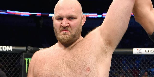NEW ORLEANS, LA - JUNE 06: Ben Rothwell celebrates his submission victory over Matt Mitrione in their heavyweight bout during the UFC event at the Smoothie King Center on June 6, 2015 in New Orleans, Louisiana. (Photo by Josh Hedges/Zuffa LLC/Zuffa LLC via Getty Images)