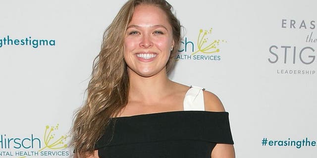 BEVERLY HILLS, CA - APRIL 28: Ronda Rousey arrives for the 20th Anniversary Erasing The Stigma Leadership Awards at The Beverly Hilton Hotel on April 28, 2016 in Beverly Hills, California. (Photo by Gabriel Olsen/WireImage)