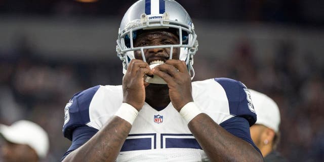 Nov 26, 2015; Arlington, TX, USA; Dallas Cowboys middle linebacker Rolando McClain (55) before the game against the Carolina Panthers game on Thanksgiving at AT&T Stadium. Mandatory Credit: Jerome Miron-USA TODAY Sports