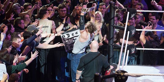 COLOGNE, GERMANY - FEBRUARY 11: Dean Ambrose during WWE Road to WrestleMania at the Lanxess Arena on February 11, 2016 in Cologne, Germany. (Photo by Marc Pfitzenreuter/Getty Images)