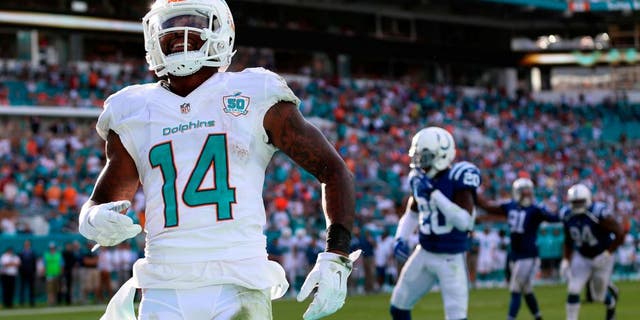 Miami Dolphins wide receiver Jarvis Landry (14) against the Indianapolis Colts during a game at Sun Life Stadium in Miami Gardens, Fla., Dec 27, 2015.