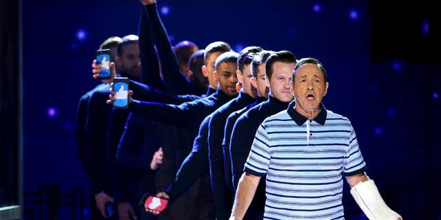 Kevin Spacey and the cast of Dear Evan Hansen perform at the 71st annual Tony Awards on Sunday, June 11, 2017, in New York. 