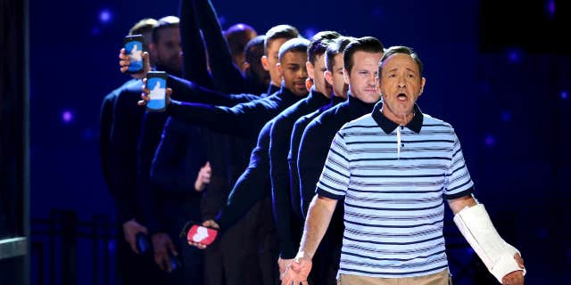 Kevin Spacey and the cast of Dear Evan Hansen perform at the 71st annual Tony Awards on Sunday, June 11, 2017, in New York.