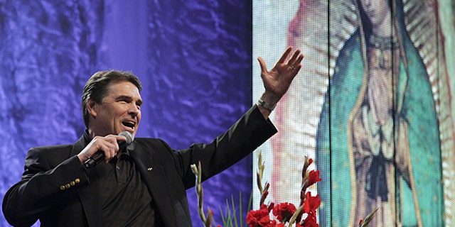 June 12: Texas Gov. Rick Perry speaks during a United For Life event event organized by a Hispanic anti-abortion group at the Los Angeles Memorial Sports Arena in Los Angeles.