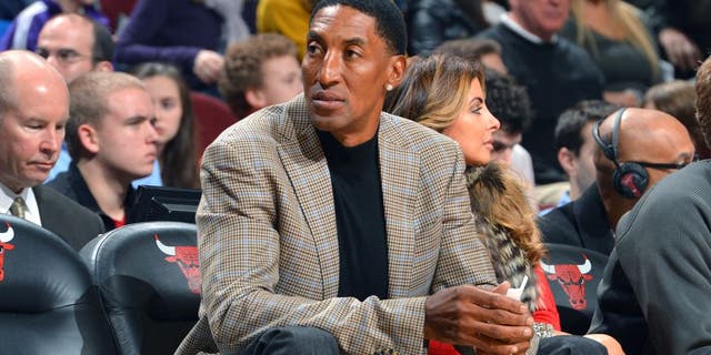CHICAGO, IL - JANUARY 20: NBA Legend Scottie Pippen in attendance for the game between the Chicago Bulls and the Los Angeles Lakers on January 20, 2014 at the United Center in Chicago, Illinois. NOTE TO USER: User expressly acknowledges and agrees that, by downloading and/or using this photograph, user is consenting to the terms and conditions of the Getty Images License Agreement. Mandatory Copyright Notice: Copyright 2014 NBAE (Photo by Jesse D. Garrabrant/NBAE via Getty Images)