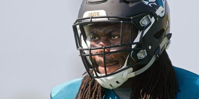 Jun 16, 2015; Jacksonville, FL, USA; Jacksonville Jaguars guard A.J. Cann (60) during minicamp at the Florida Blue Health and Wellness Practice Fields. Mandatory Credit: Phil Sears-USA TODAY Sports
