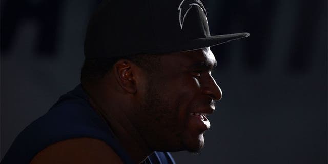 Jun 18, 2014; San Diego, CA, USA; San Diego Chargers tackle D.J. Fluker at minicamp at Chargers Park. Mandatory Credit: Kirby Lee-USA TODAY Sports