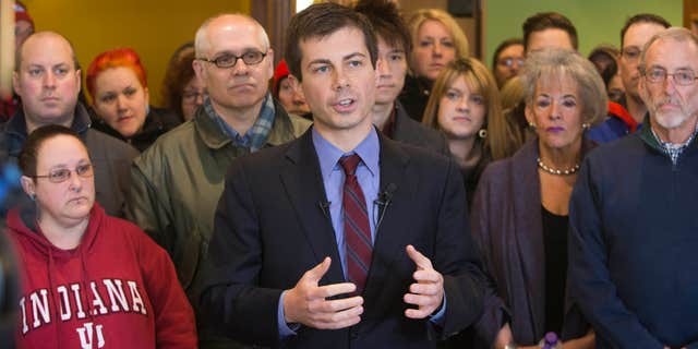March 27, 2015: South Bend Mayor Pete Buttigieg speaks about the area's opposition to the recently signed religious freedom legislation in downtown South Bend.