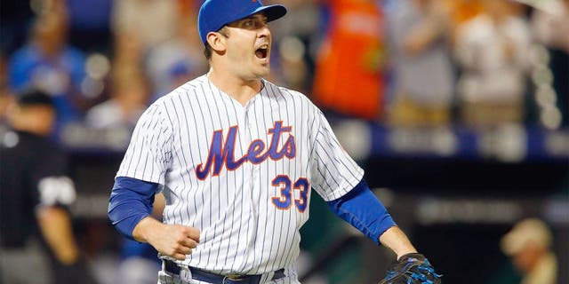 NEW YORK, NY - JUNE 16: Matt Harvey #33 of the New York Mets reacts after the final out of the seventh inning against the Toronto Blue Jays at Citi Field on June 16, 2015 in the Flushing neighborhood of the Queens borough of New York City. (Photo by Jim McIsaac/Getty Images)