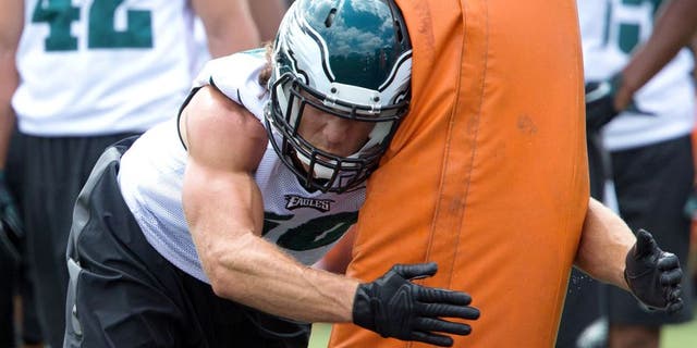 Jun 17, 2015; Philadelphia, PA, USA; Philadelphia Eagles linebacker Kiko Alonso (50) runs drills during minicamp at The NovaCare Complex. Mandatory Credit: Bill Streicher-USA TODAY Sports