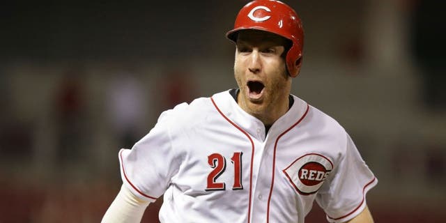 Todd Frazier, seen as a Cincinnati Red on June 18, 2015, reacts after hitting a grand slam in the 13th inning of a MLB game against the Detroit Tigers. (Associated Press)