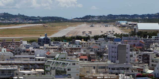 June 17, 2016: Osprey military aircraft are seen at the U.S. Futenma airbase in Ginowan.