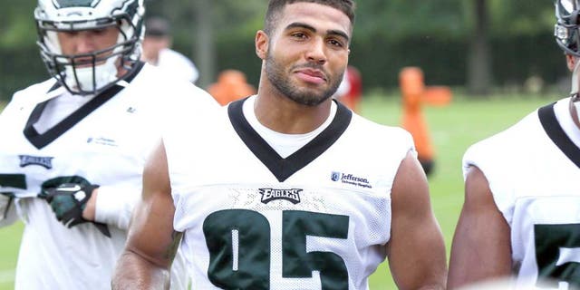 Jun 17, 2014; Philadelphia, PA, USA; Philadelphia Eagles inside linebacker Mychal Kendricks (95) during mini camp at the Philadelphia Eagles NovaCare Complex. Mandatory Credit: Bill Streicher-USA TODAY Sports