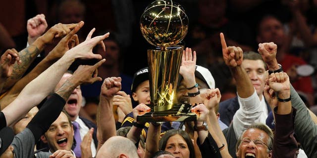 June 19, 2016; Oakland, CA, USA; The Cleveland Cavaliers celebrate the 93-89 and championship victory against the Golden State Warriors following game seven of the NBA Finals at Oracle Arena. Mandatory Credit: Cary Edmondson-USA TODAY Sports